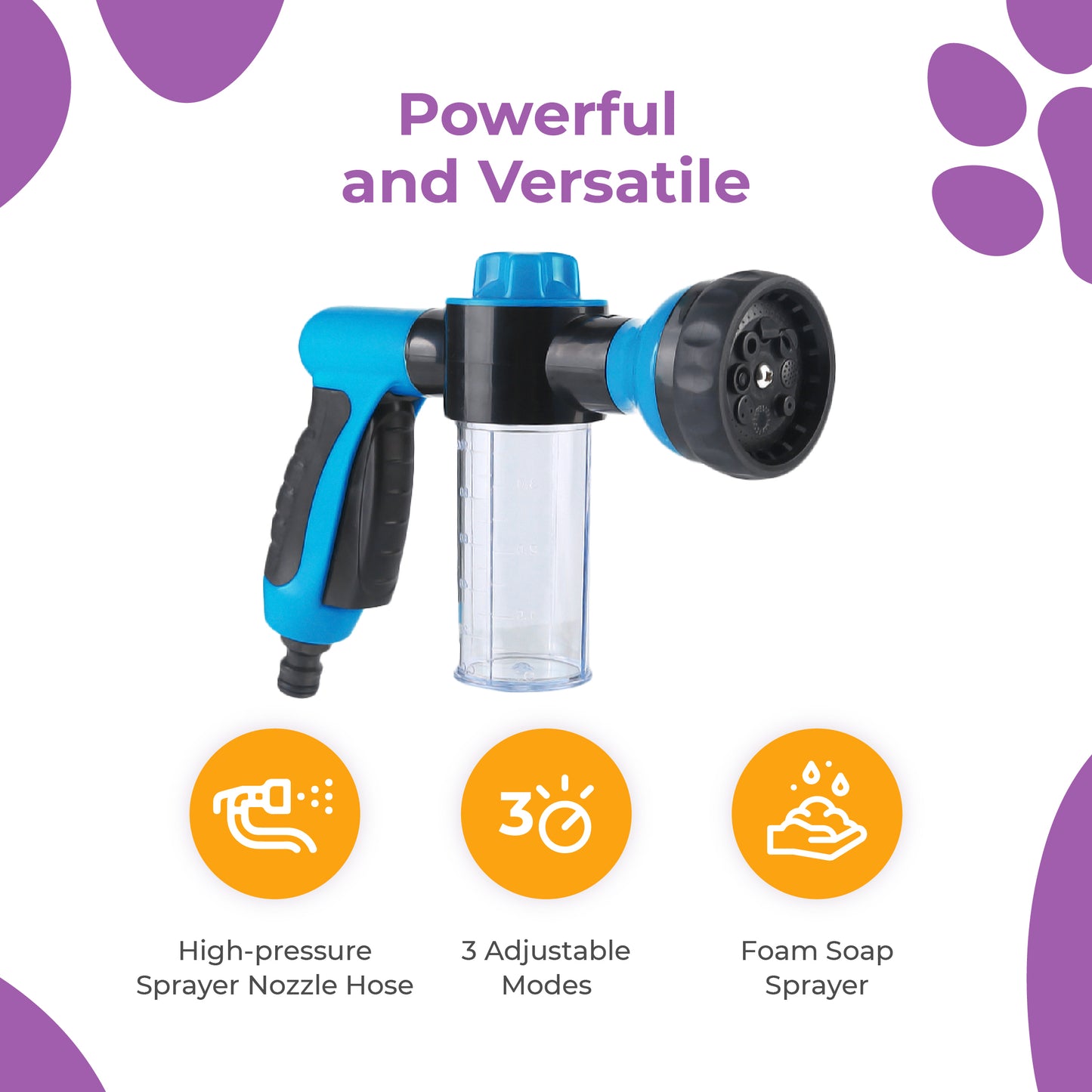 Hose Sprayer Nozzle for Pet Bath and Adjustable 3 Mode Cleaning! -  Free Shower Adapter Included